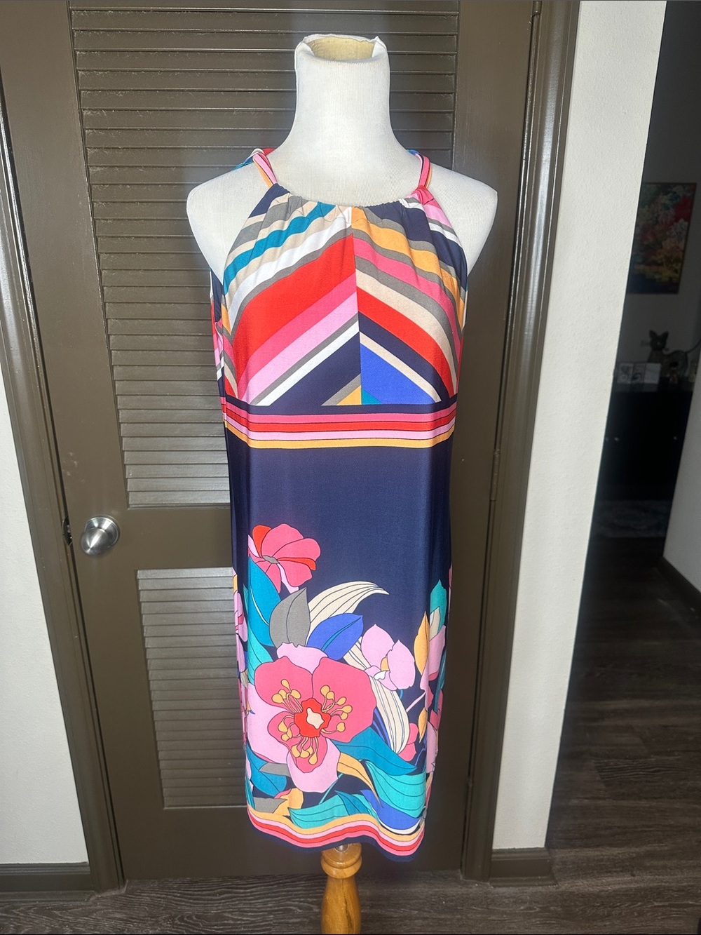 TRINA TURK- Floral Stripe Halter Sundress
